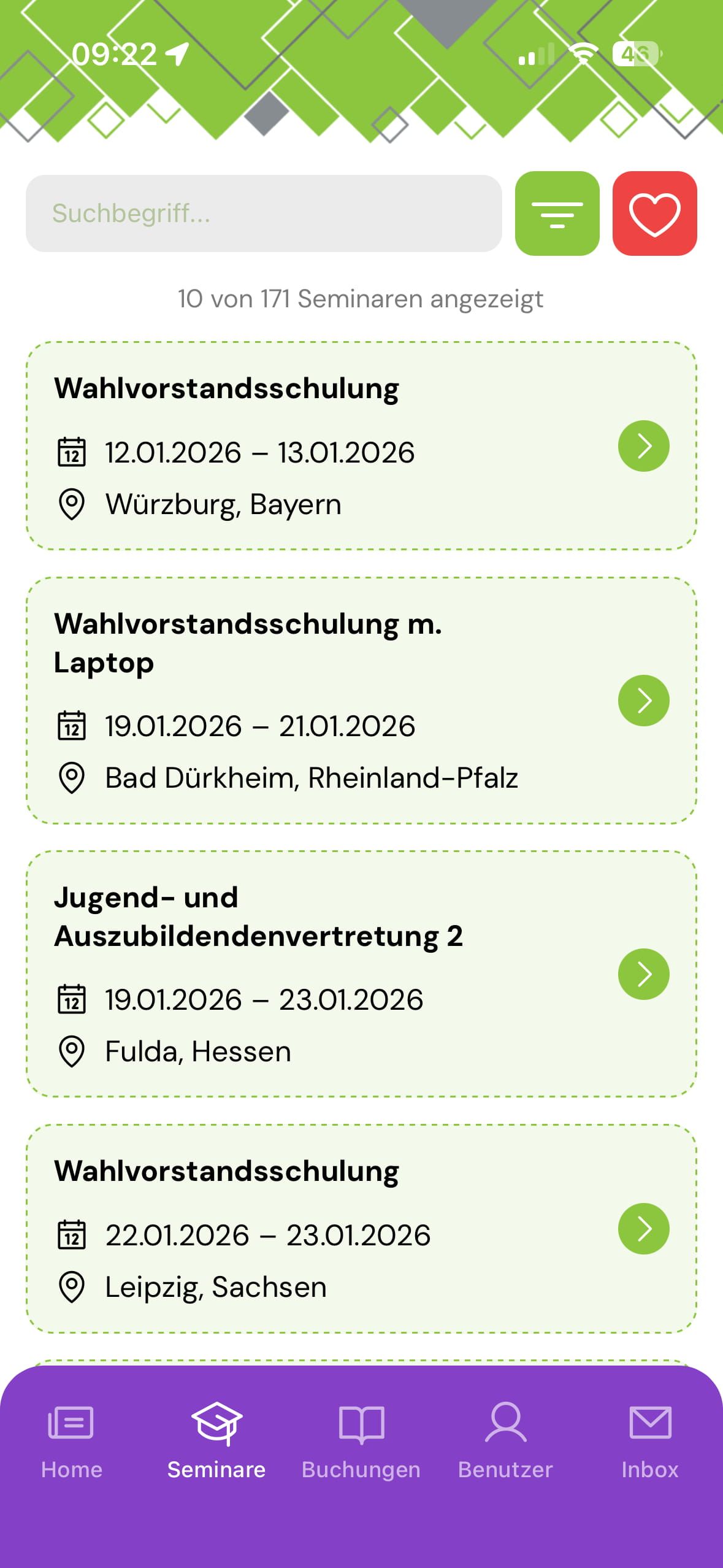 Seminare einfach finden